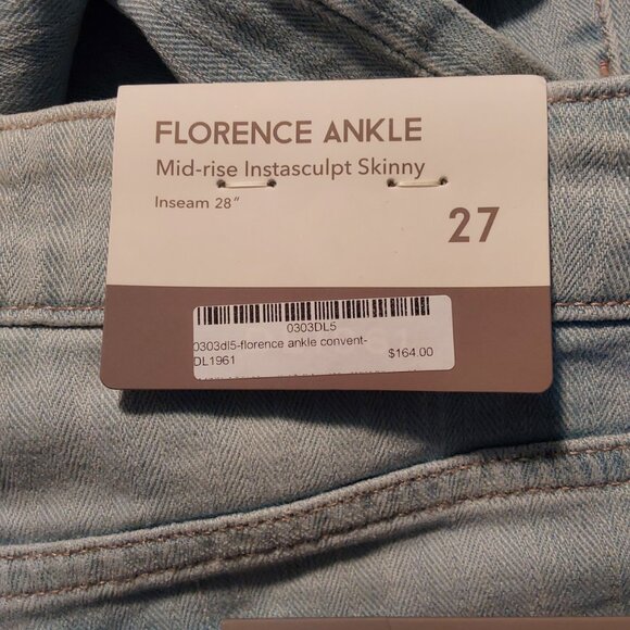 NWT! DL1961 Florence Mid-Rise Instasculpt Skinny Ankle Jean Light Wash - 27 (4) - Picture 11 of 12